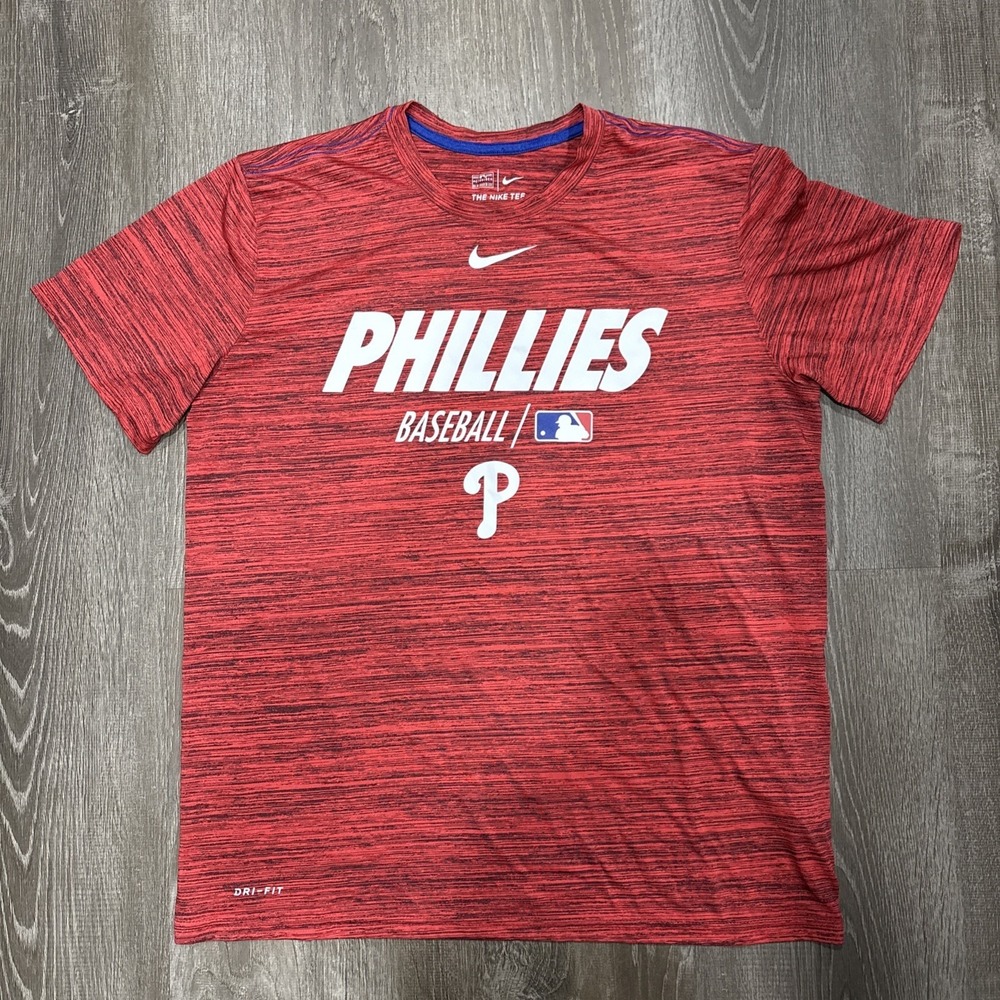 Philadelphia Phillies Nike Dri-Fit Short Sleeve Red MLB Shirt Men's Size Large